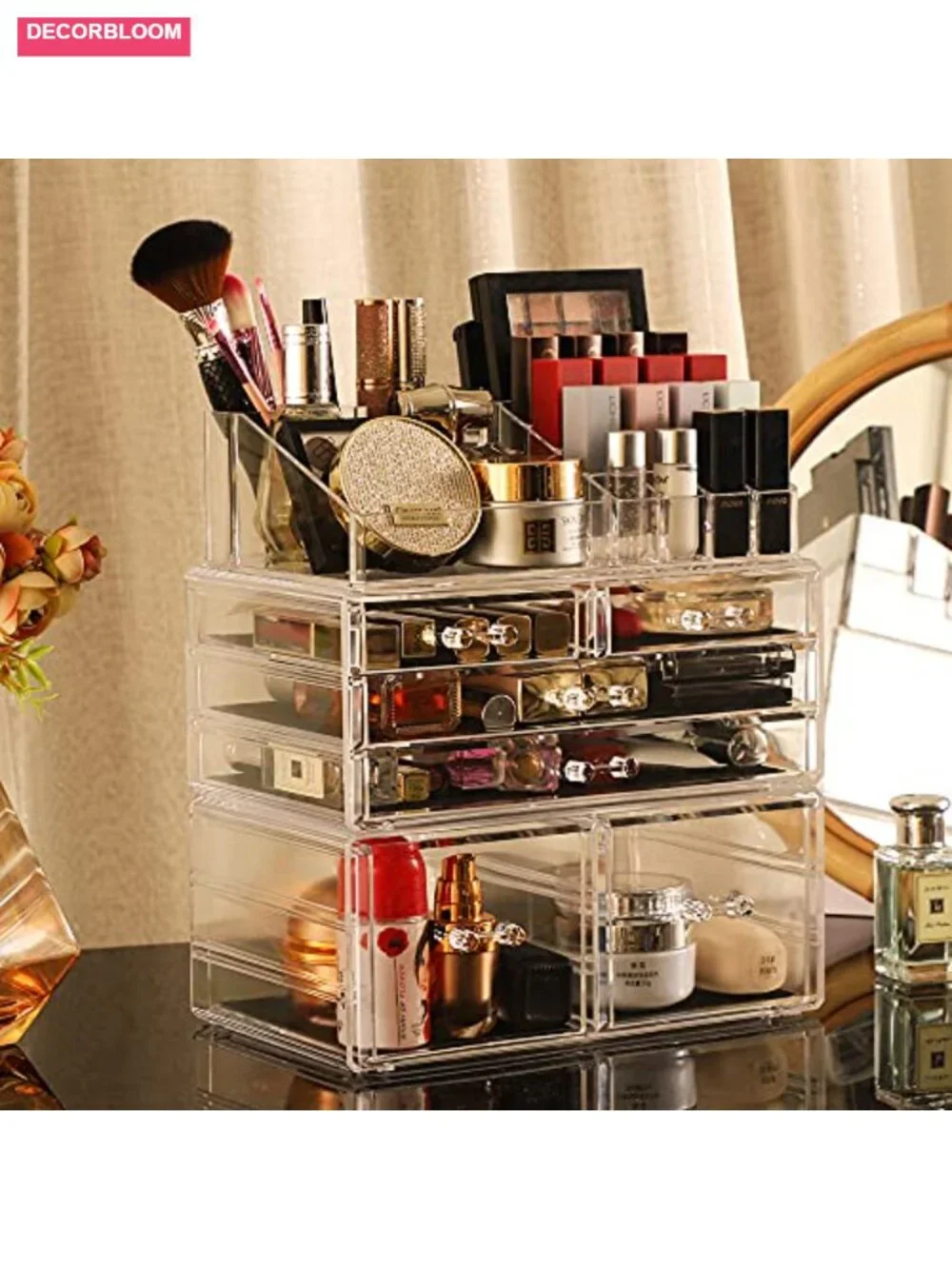 3 Pack Stackable 6-Drawer Acrylic Makeup Organizer for Vanity, Bathroom, Desk